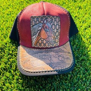 NWOT Tooled Western Style Mesh Caps | 100% Genuine Colombian Leather